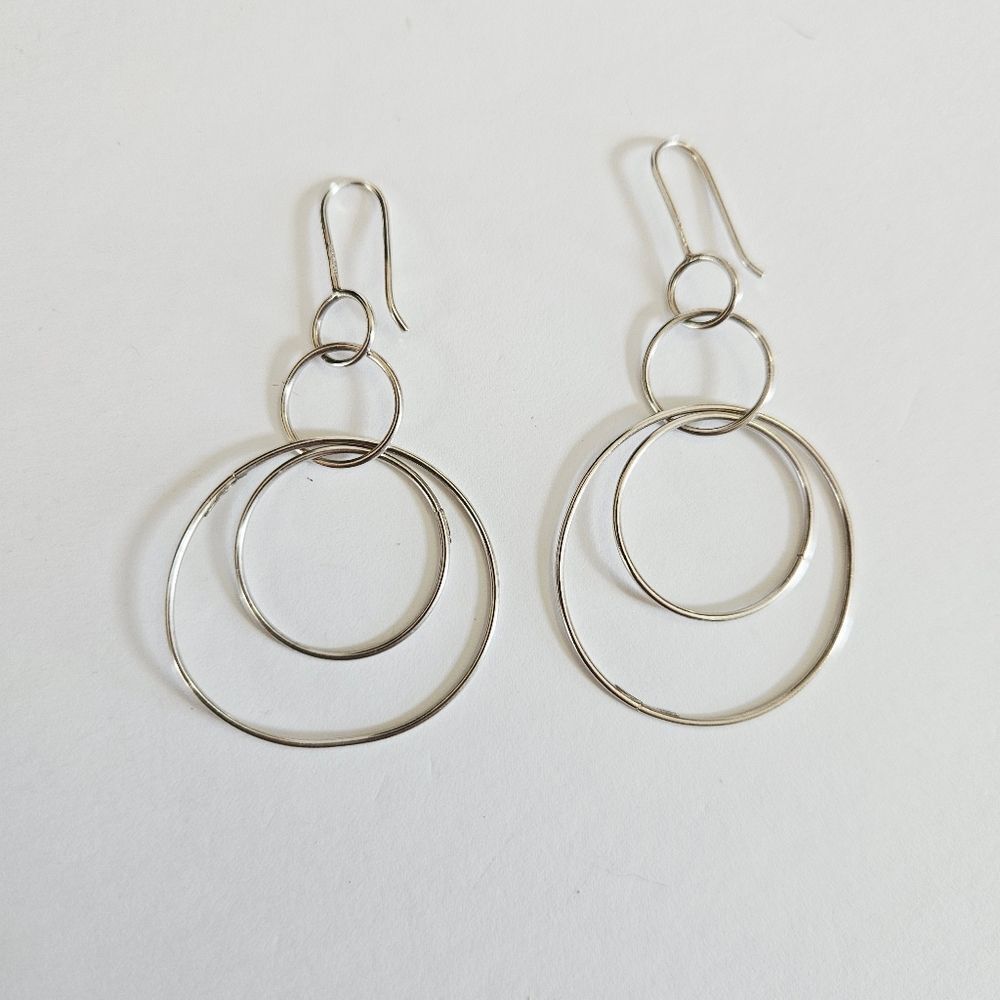 Vintage Silpada 925 Sterling Silver "Space Out" Circle Hoop Dangle Earrings